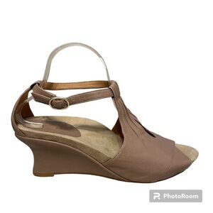 Earthies Veria 3 Mauve LeatherWedge Heel Sandals Shoes